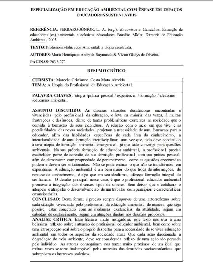 como fazer um resumo crítico