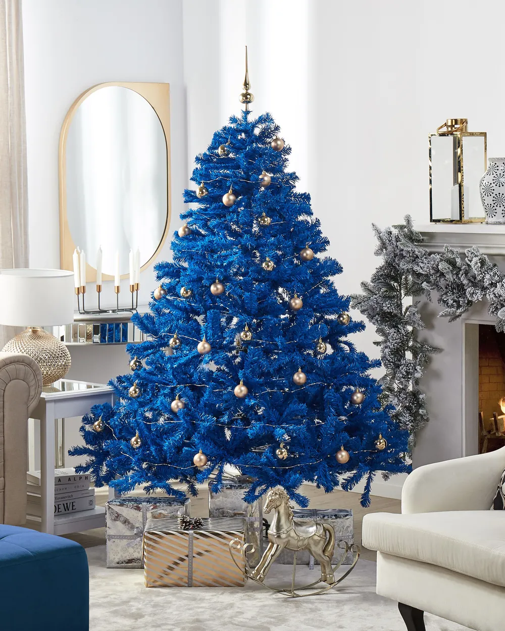 Como combinar azul e dourado na decoração de Natal