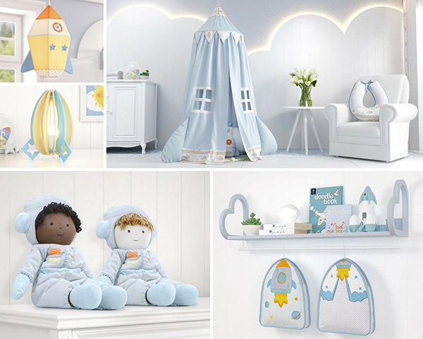 decoração de quarto infantil astronauta