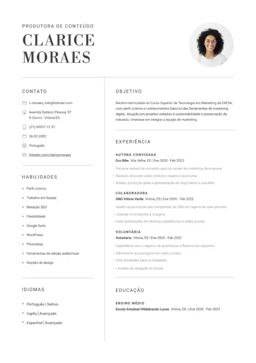 Carta de Apresentação: Sua Chance de Brilhar Individualmente - inspiração 2