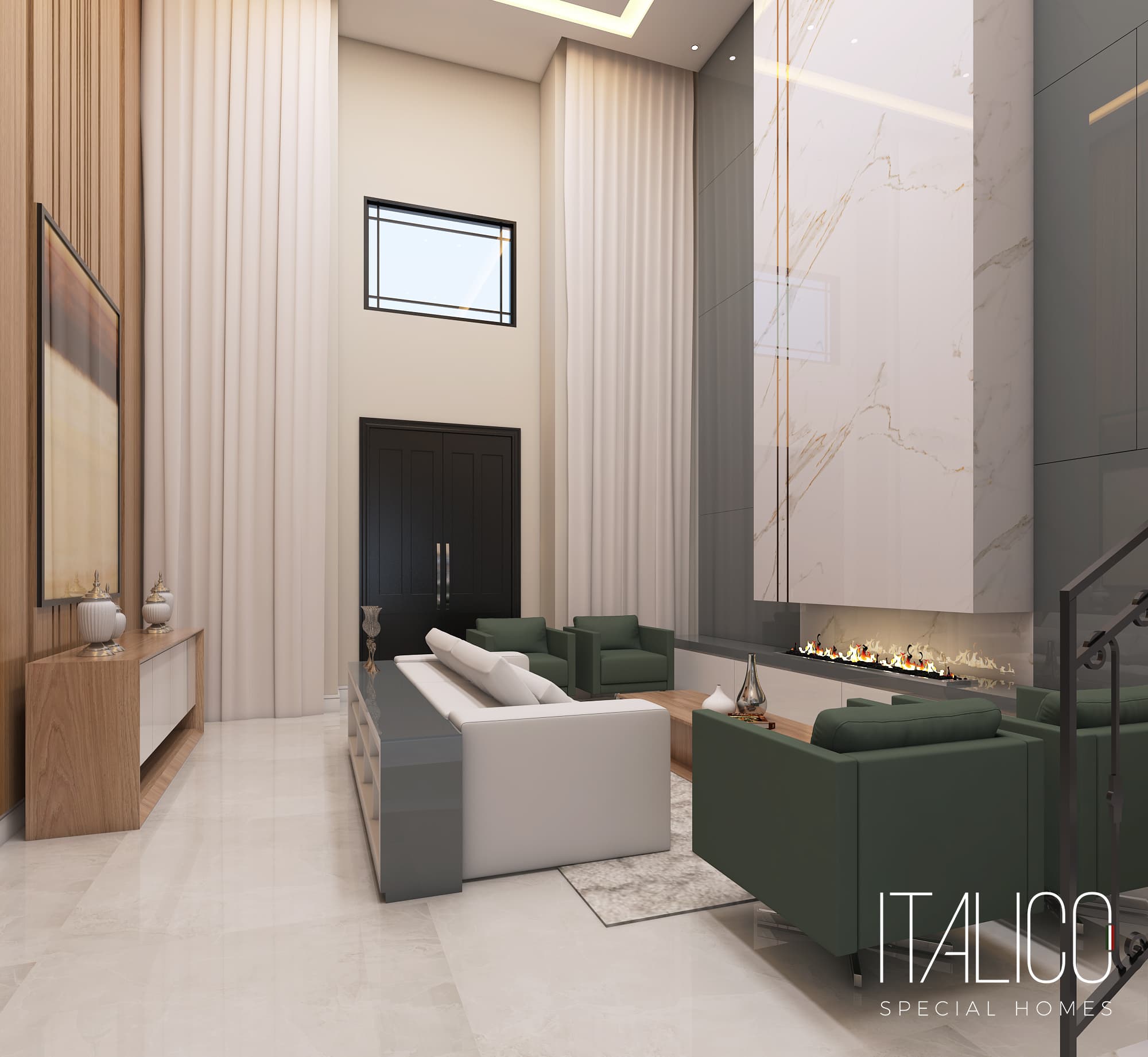 sala com pé direito alto