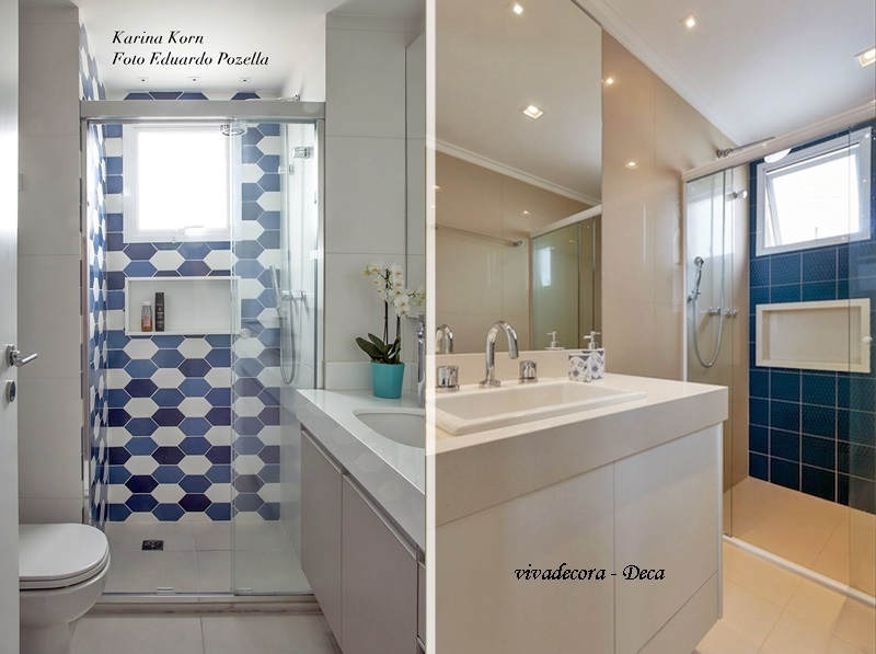 banheiro azul e branco