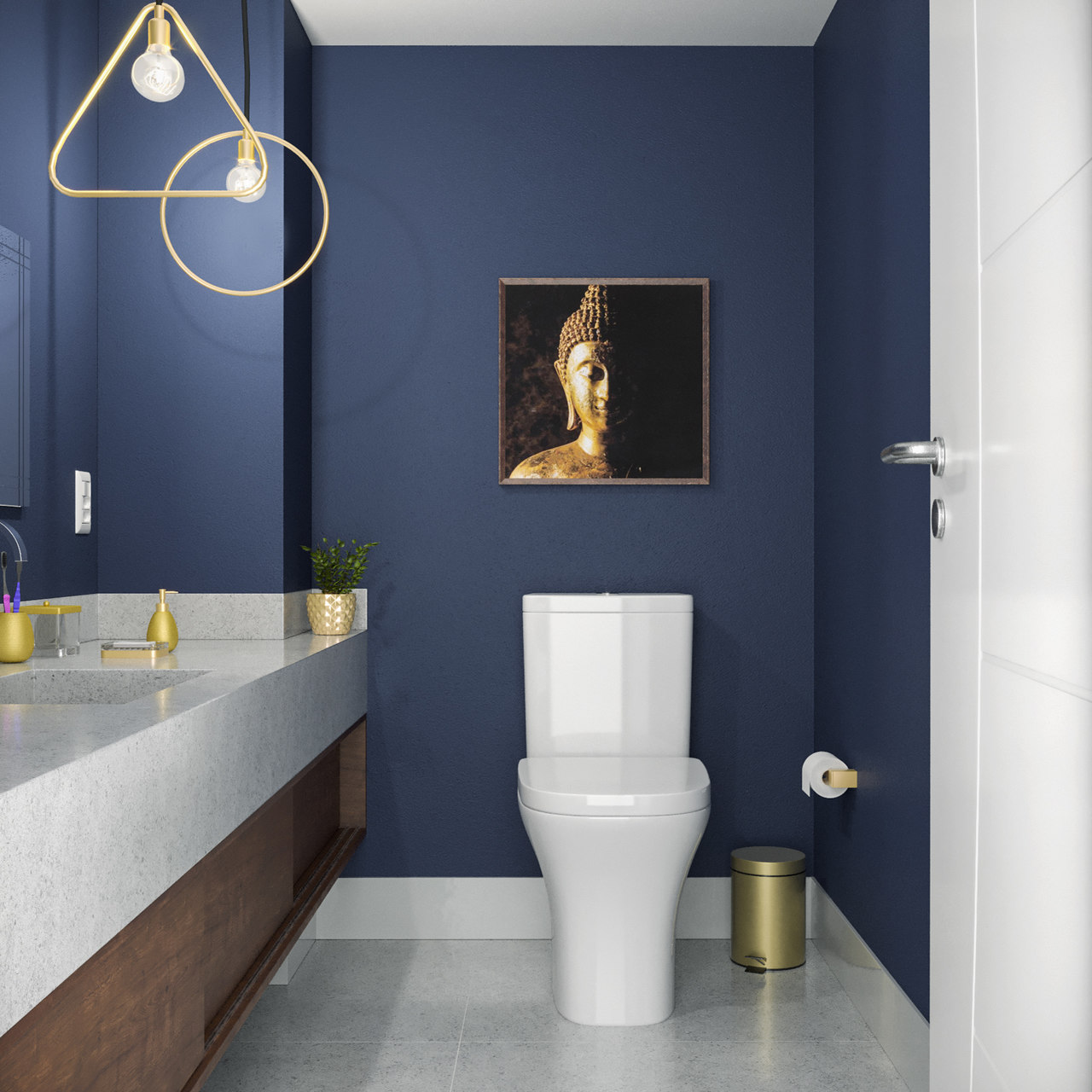 Gabinetes e Louças: O Guia Completo para um Banheiro Azul e Branco Perfeito