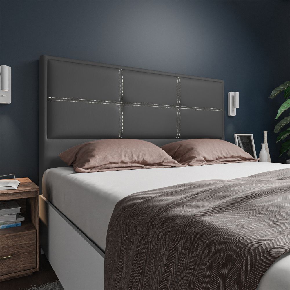 cabeceira estofada cinza