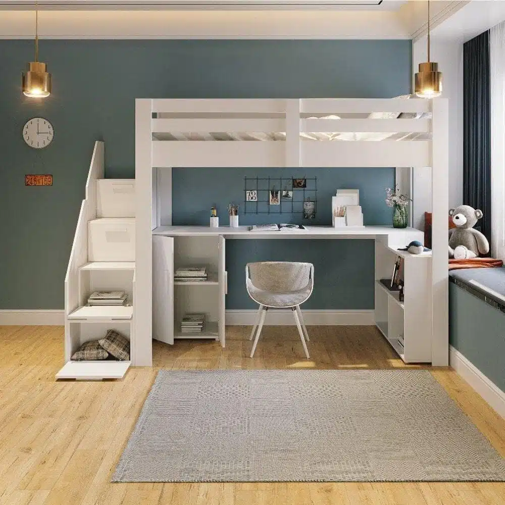 Cama alta com escrivaninha: Opções para quartos infantis e juvenis