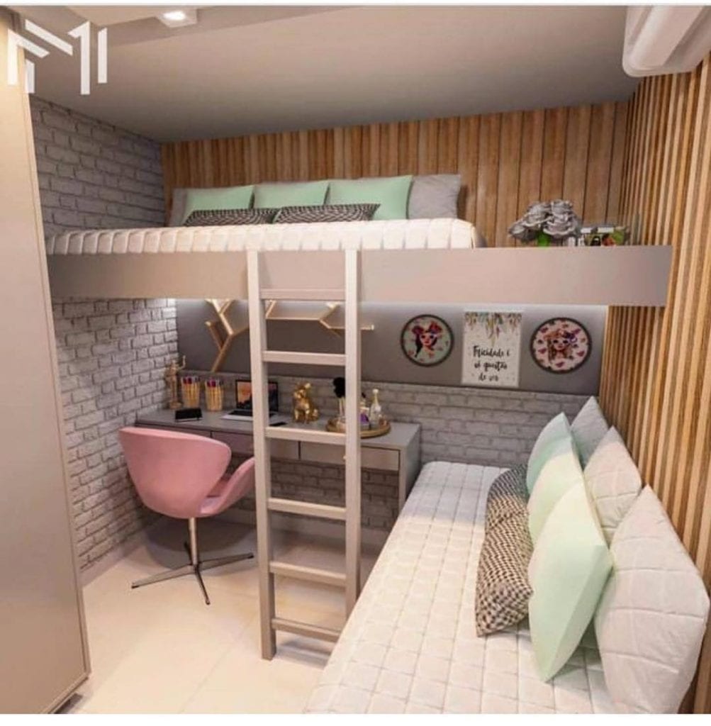 Cama alta com escrivaninha: Opções para quartos infantis e juvenis