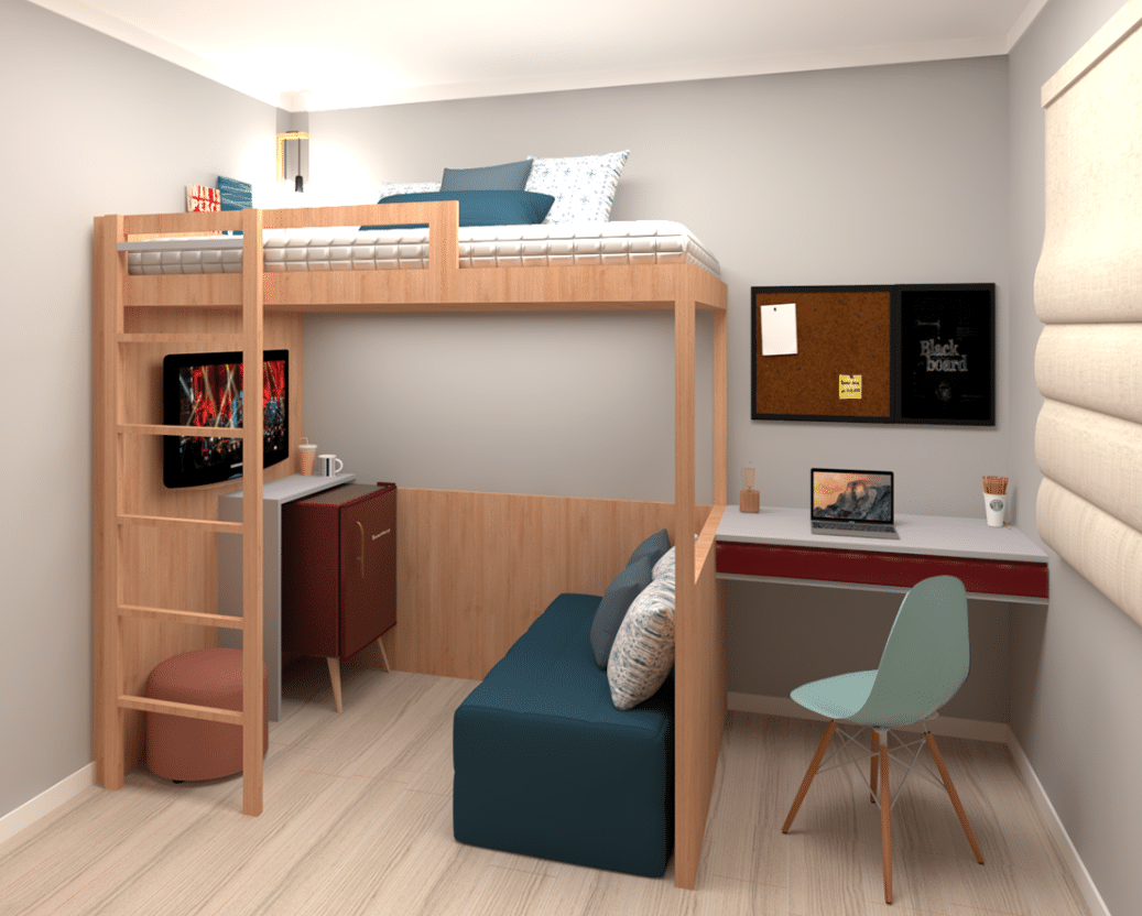 DIY: Construa sua própria cama suspensa com escrivaninha