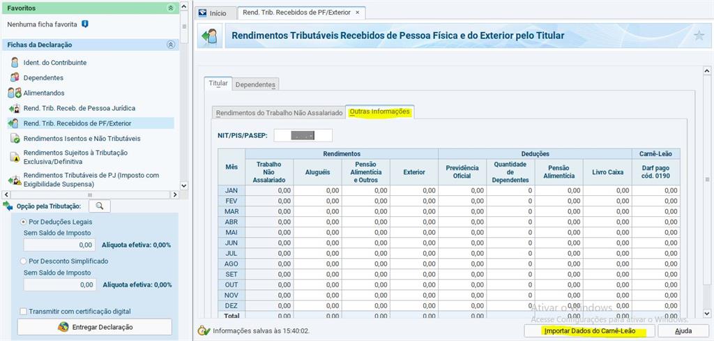 como declarar rendimentos de aluguel