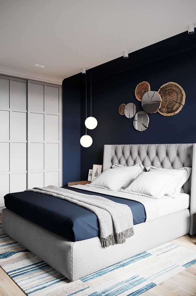 decoração de quarto de casal azul