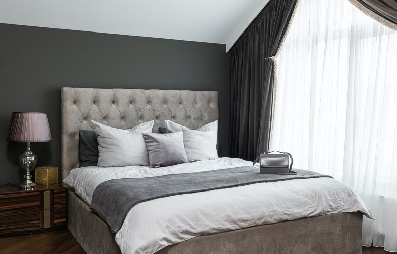 decoração de quarto de casal cinza