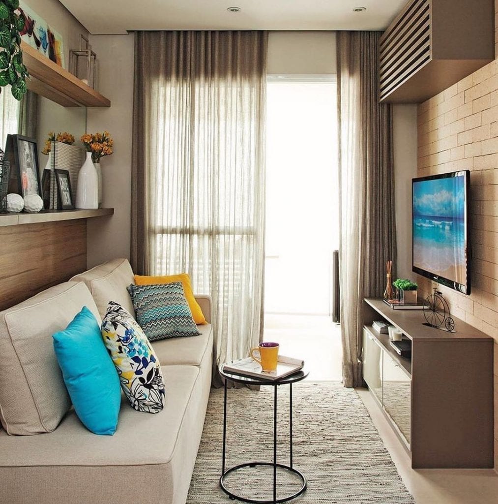 decoração de sala pequena e barata