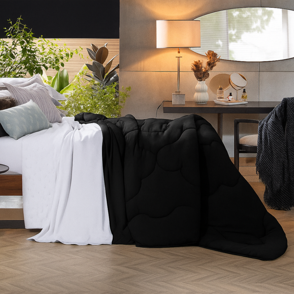 edredom volumoso decoração hotel