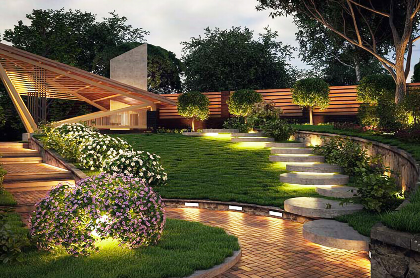 iluminação de jardim