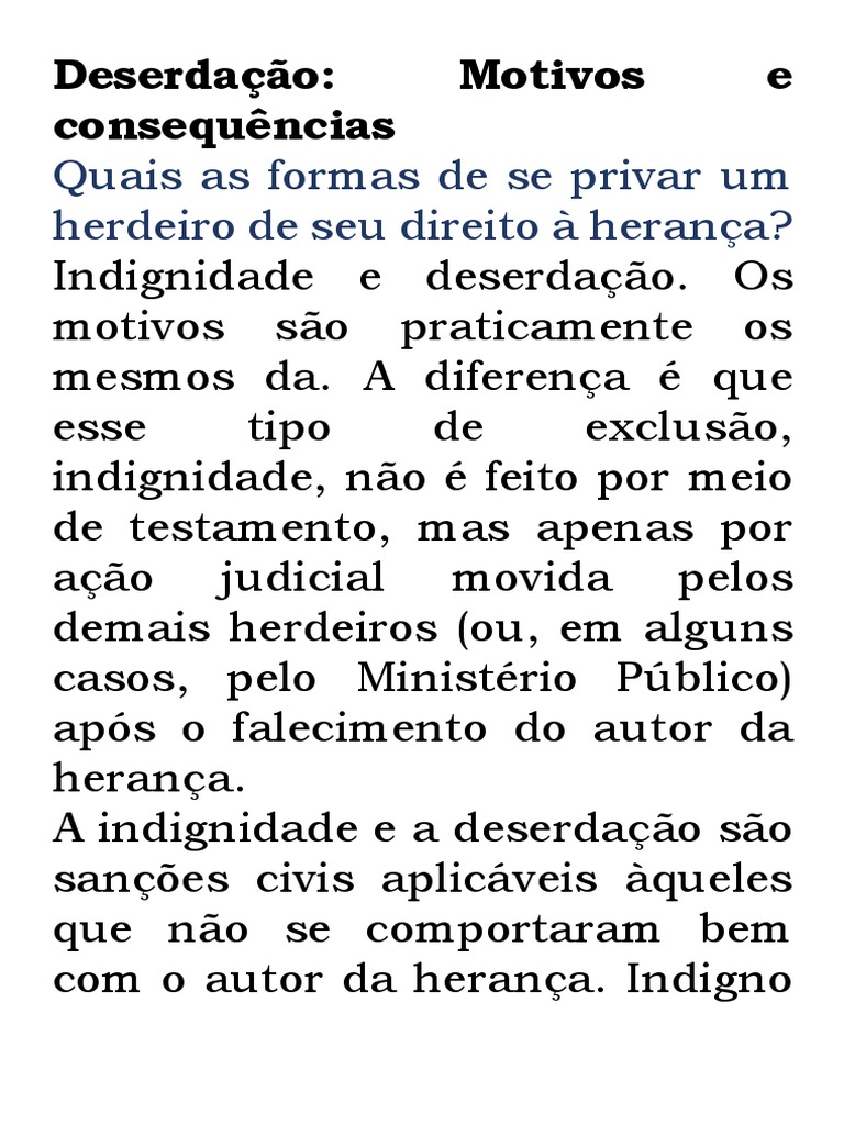 Guia Completo sobre as Causas de Indignidade no Direito Civil Brasileiro