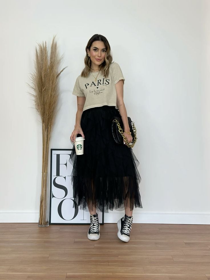 looks com saia de tule