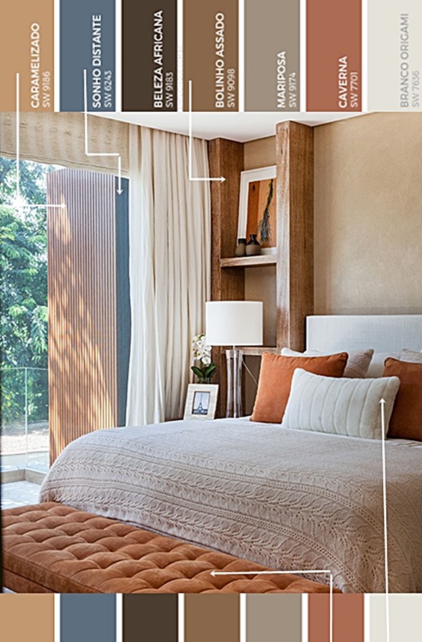 paleta de cores neutras quarto