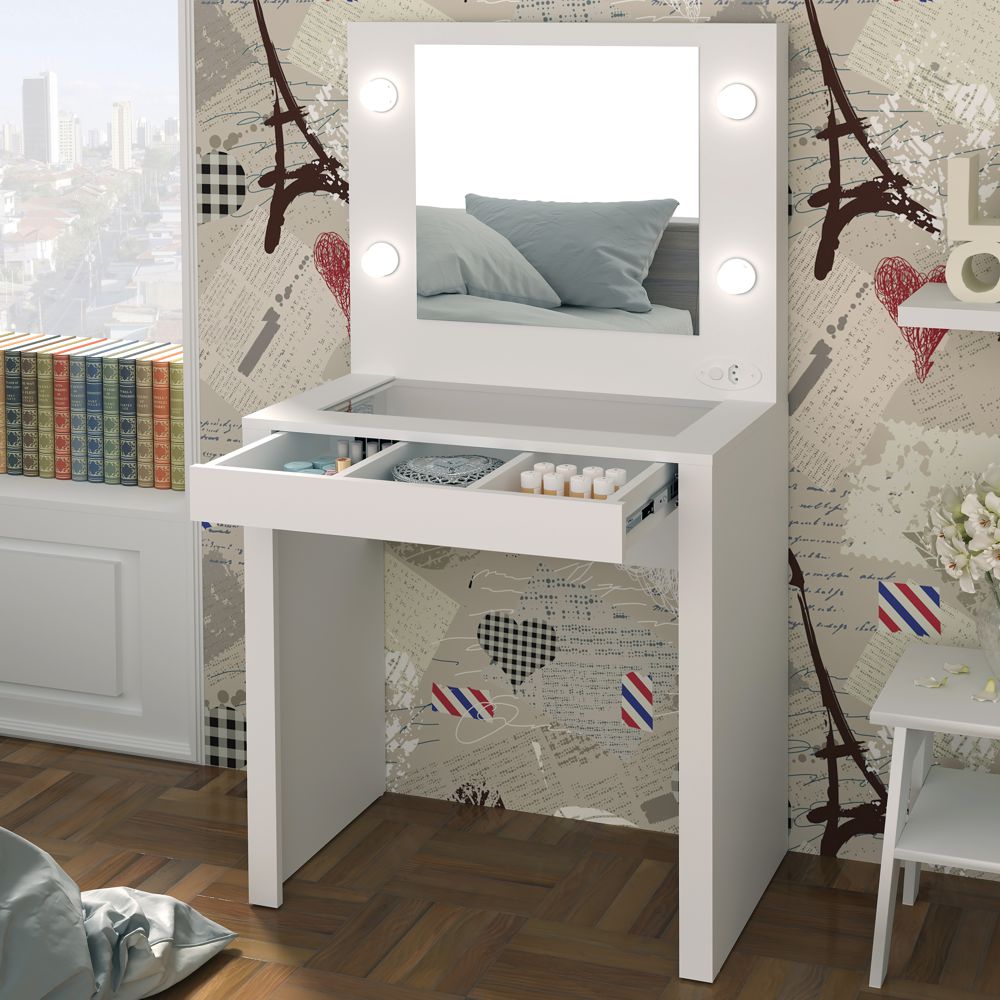 Preços e Onde Comprar a Sua; Penteadeiras Suspensas: Otimize Espaço com Estilo e Funcionalidade; Transforme Seu Canto de Beleza: Dicas de Organização para Penteadeiras; Penteadeira com Espelho e Iluminação: O Segredo para uma Maquiagem Impecável