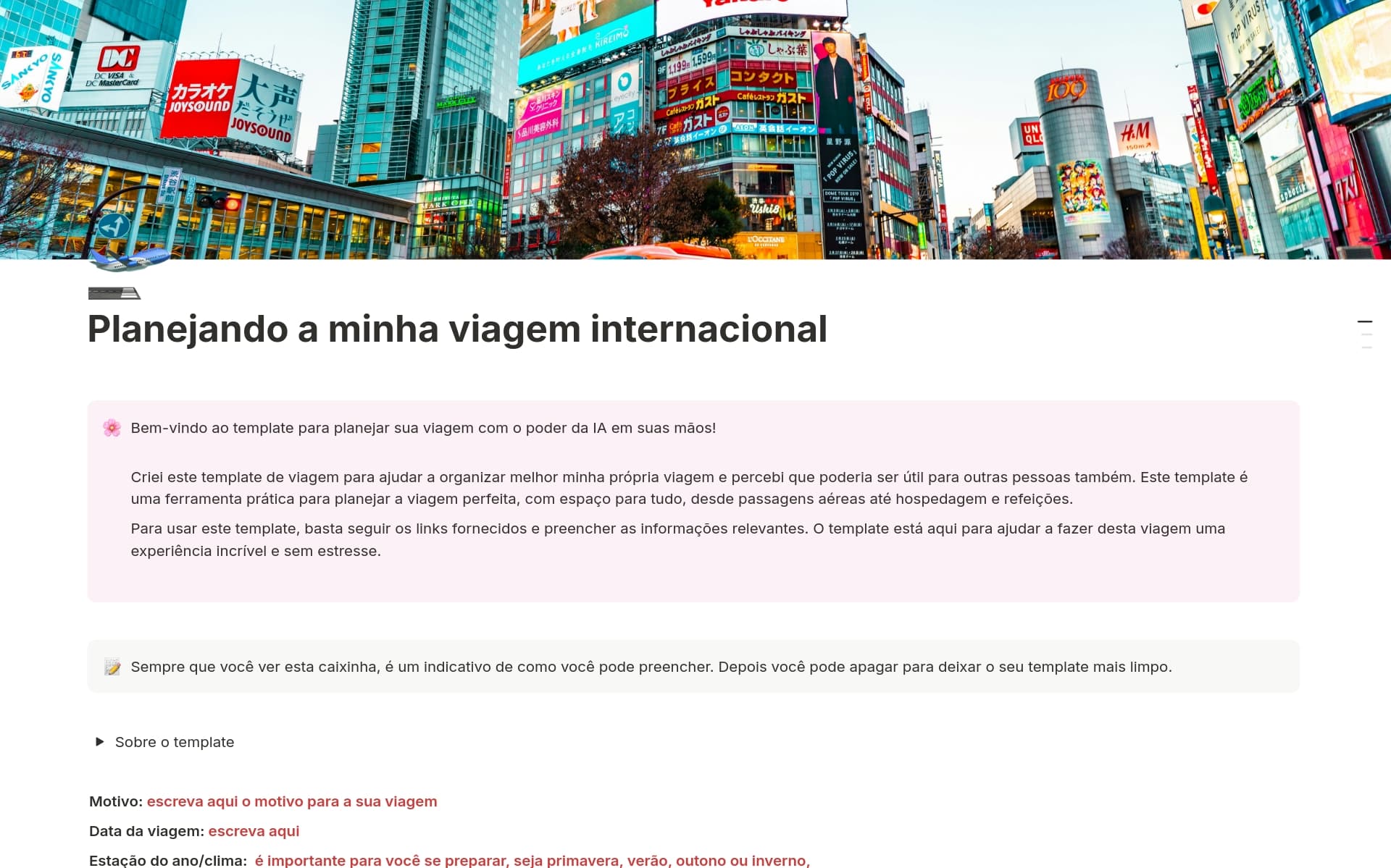 planejar uma viagem internacional