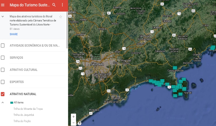 praias litoral norte sp mapa