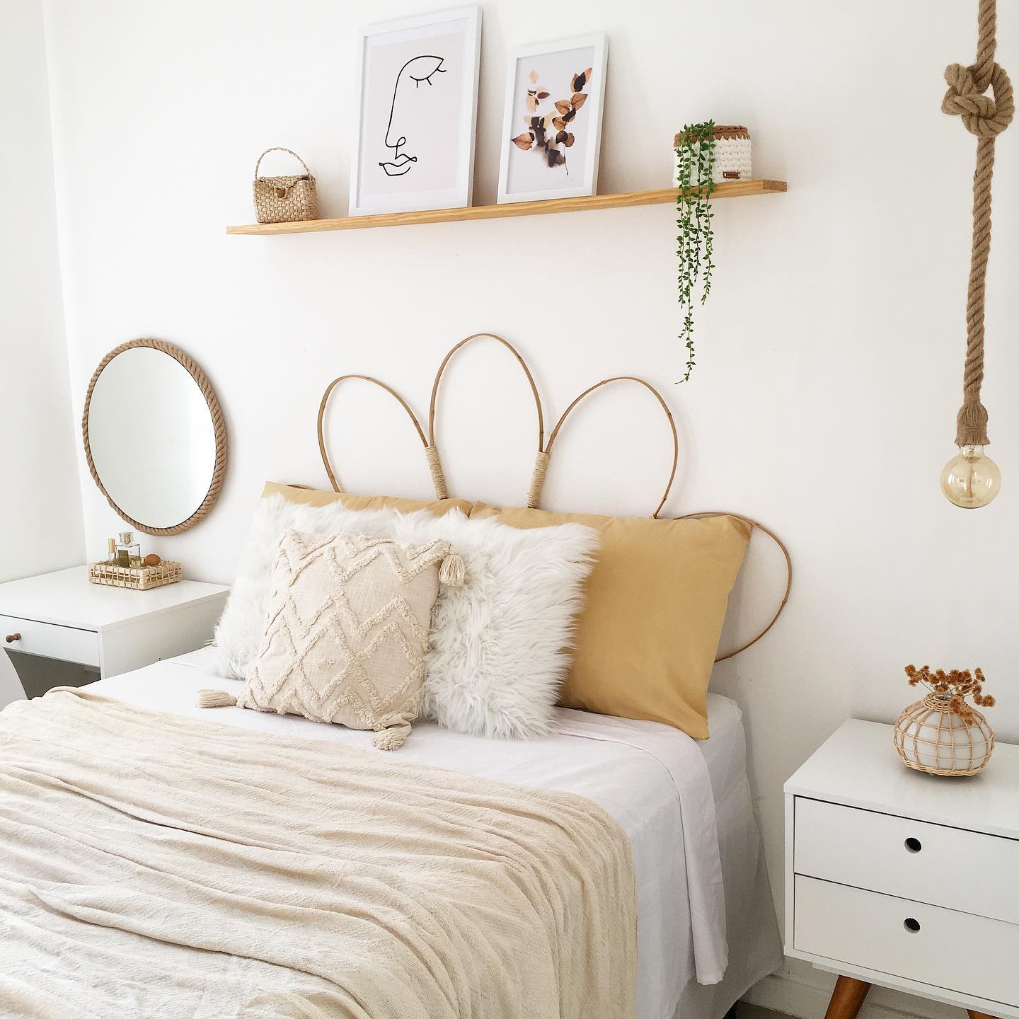 quarto boho minimalista