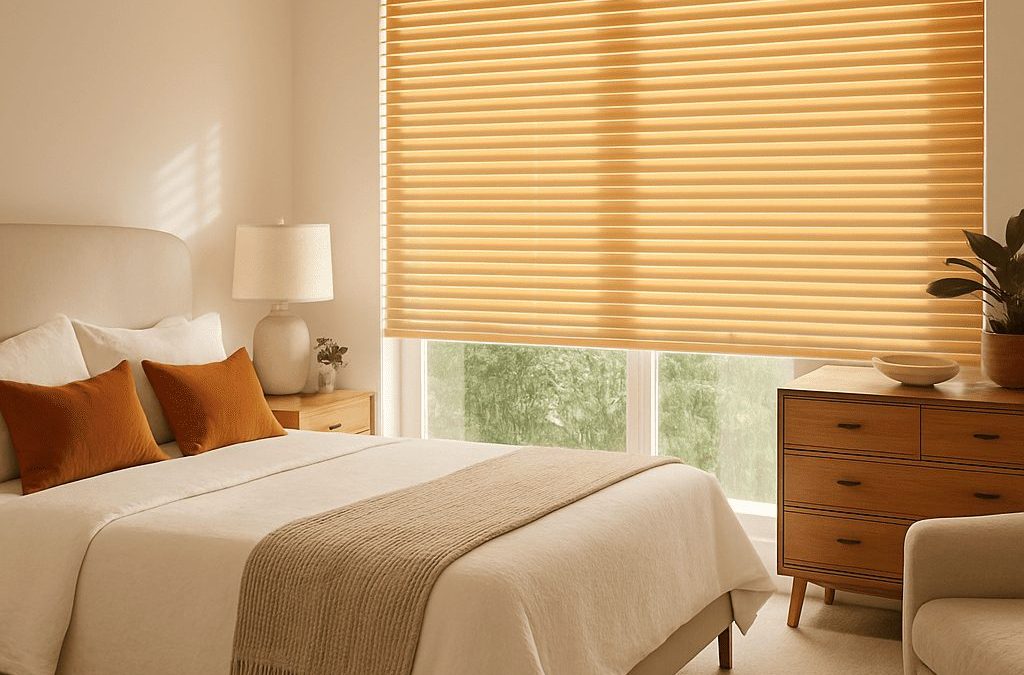 quarto com automação de cortinas