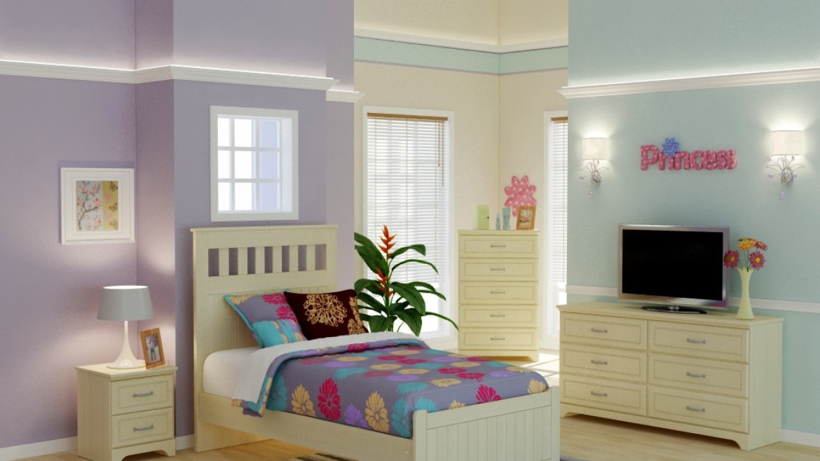 quarto com automação de cortinas