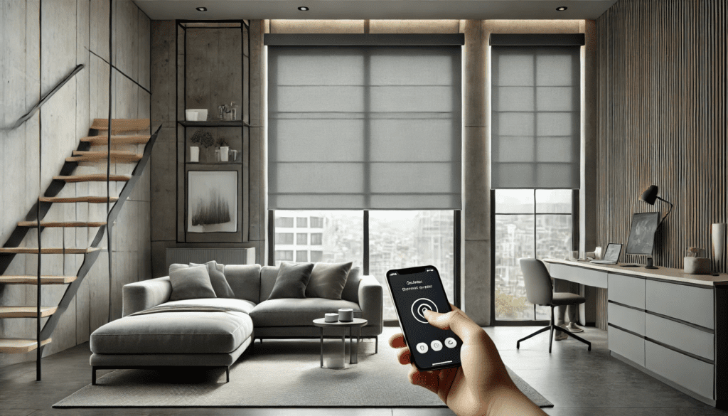 quarto com automação de cortinas