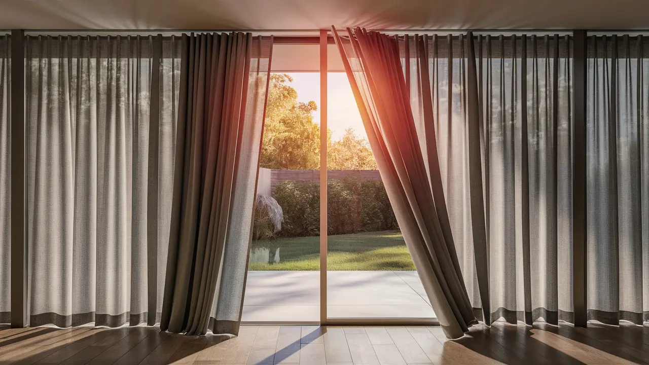 quarto com automação de cortinas