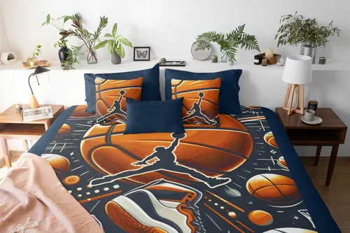 quarto com temática de basquete nba