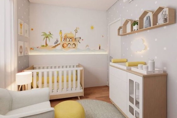 Melhores Temas para Quarto de Bebê Cinza e Amarelo