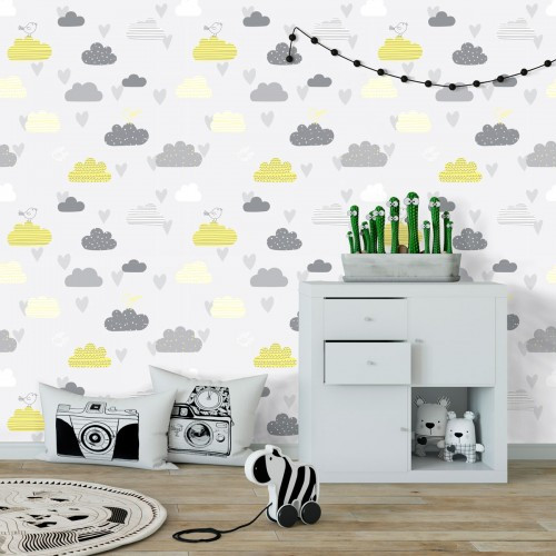 quarto de bebê cinza e amarelo