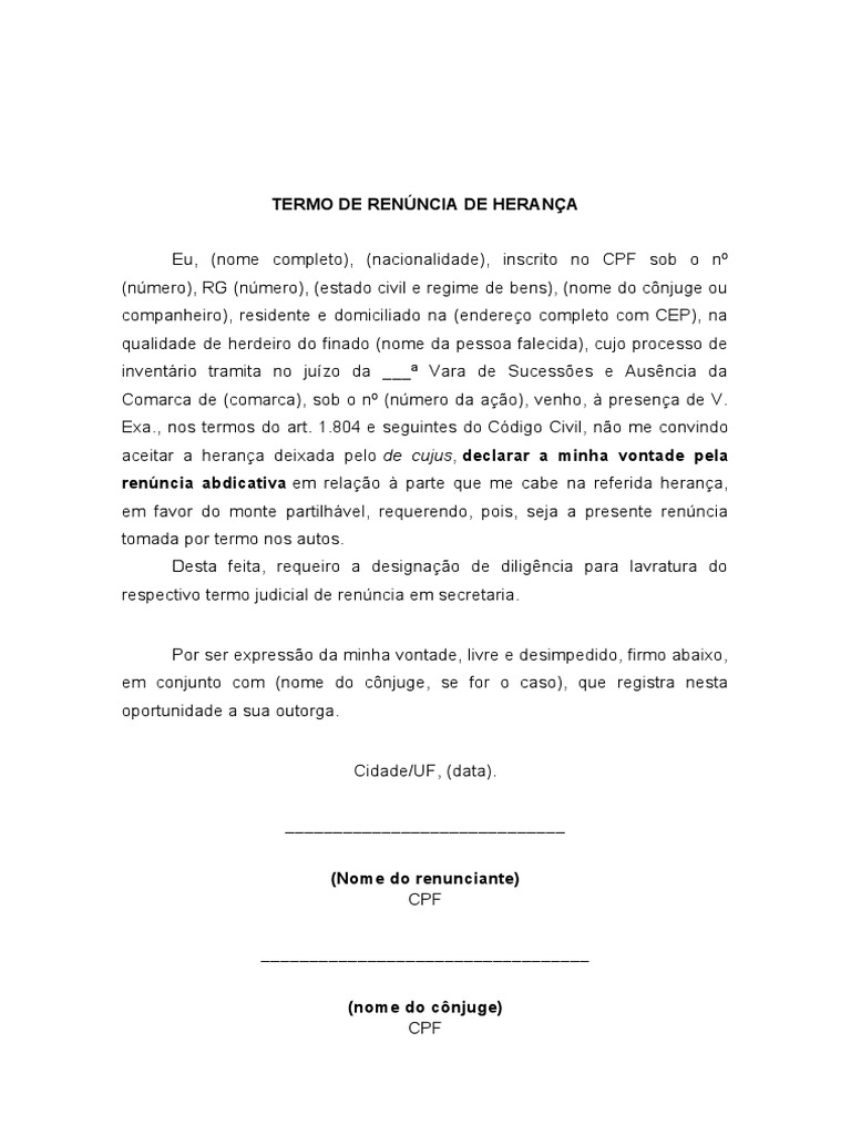 Renúncia de Herança