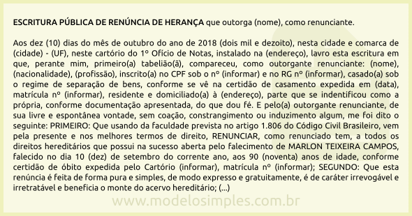 Renúncia de Herança