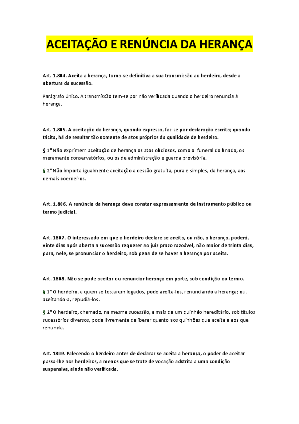 Renúncia de Herança