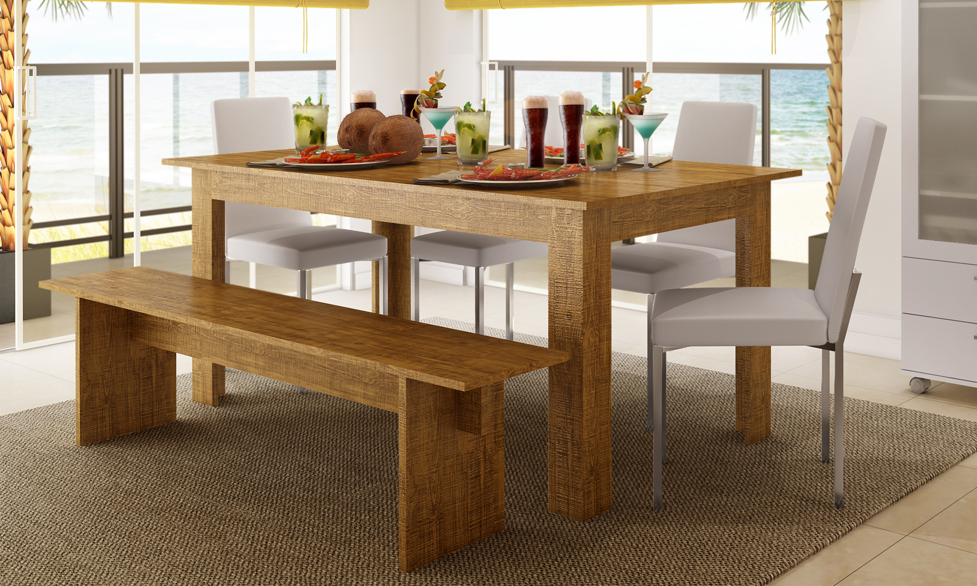 sala de jantar com banco