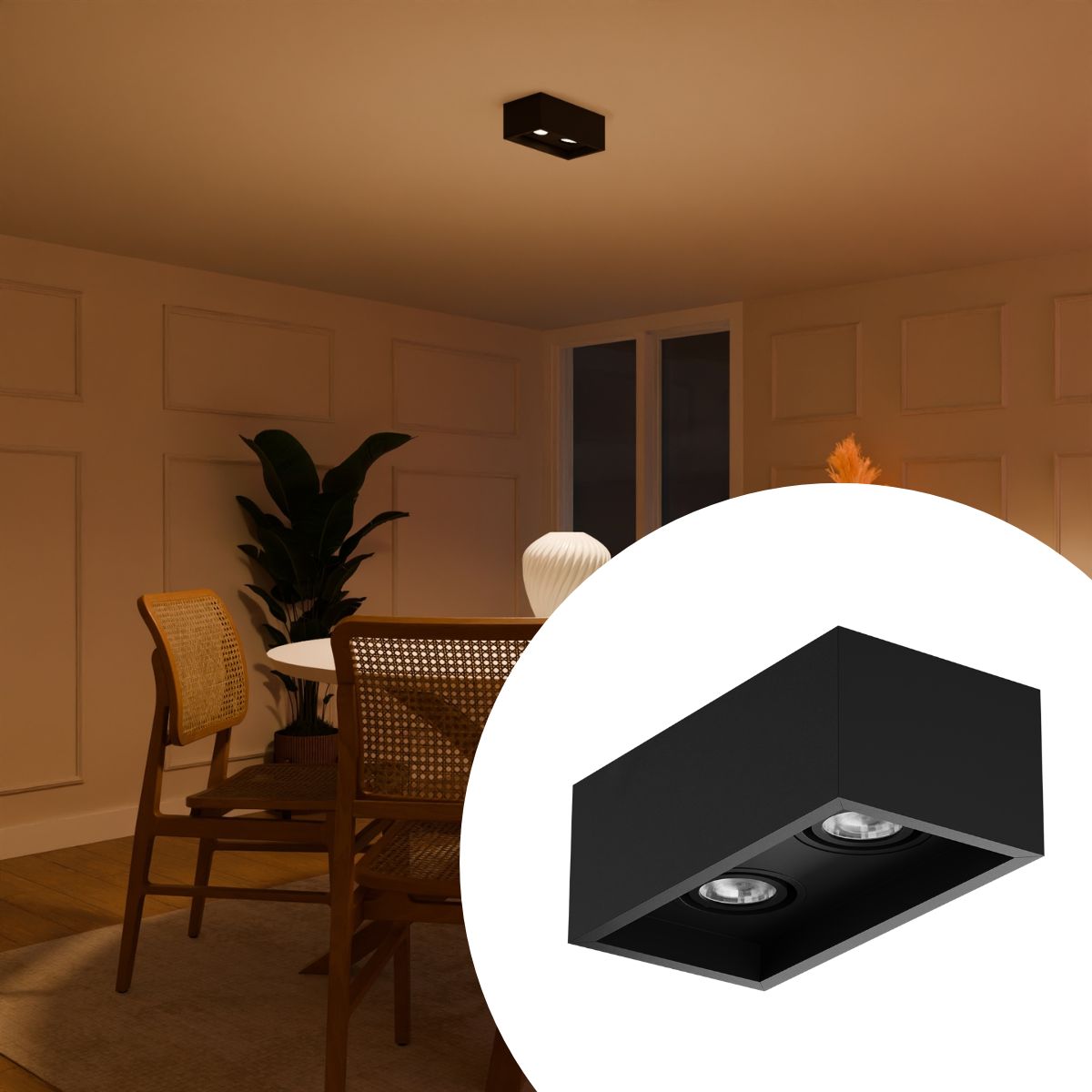 spot de sobrepor preto quarto