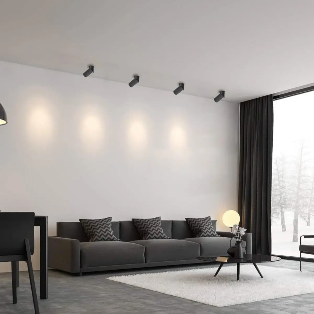 spot de sobrepor preto quarto