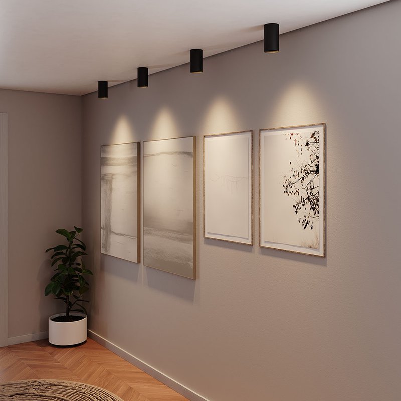 spot de sobrepor preto quarto