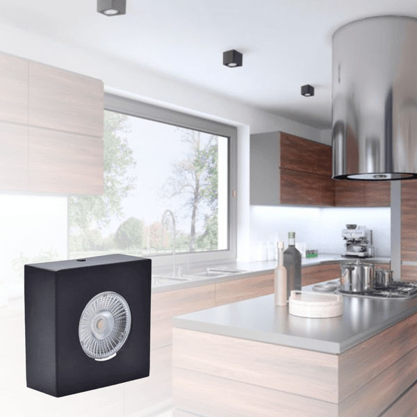 spot de sobrepor preto quarto