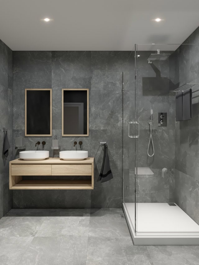 banheiro com cimento queimado