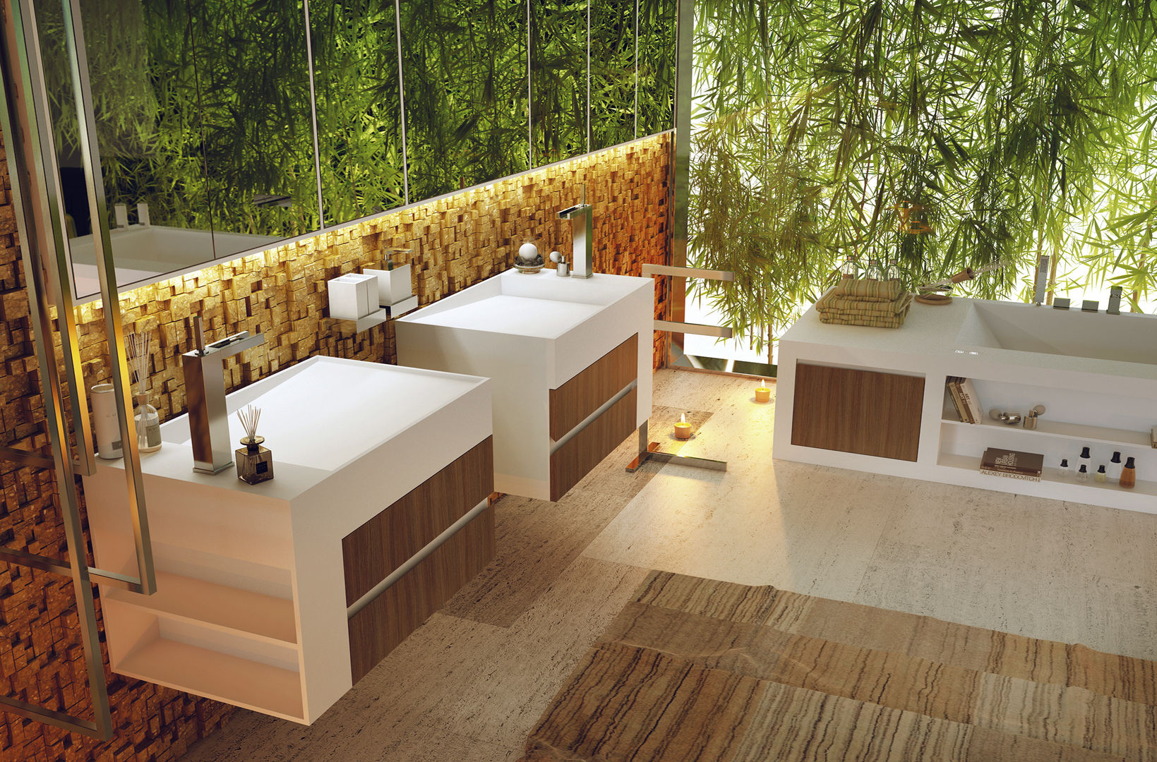 ideias de banheiro com jardim de inverno