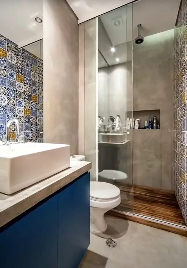 banheiro com ladrilho hidráulico