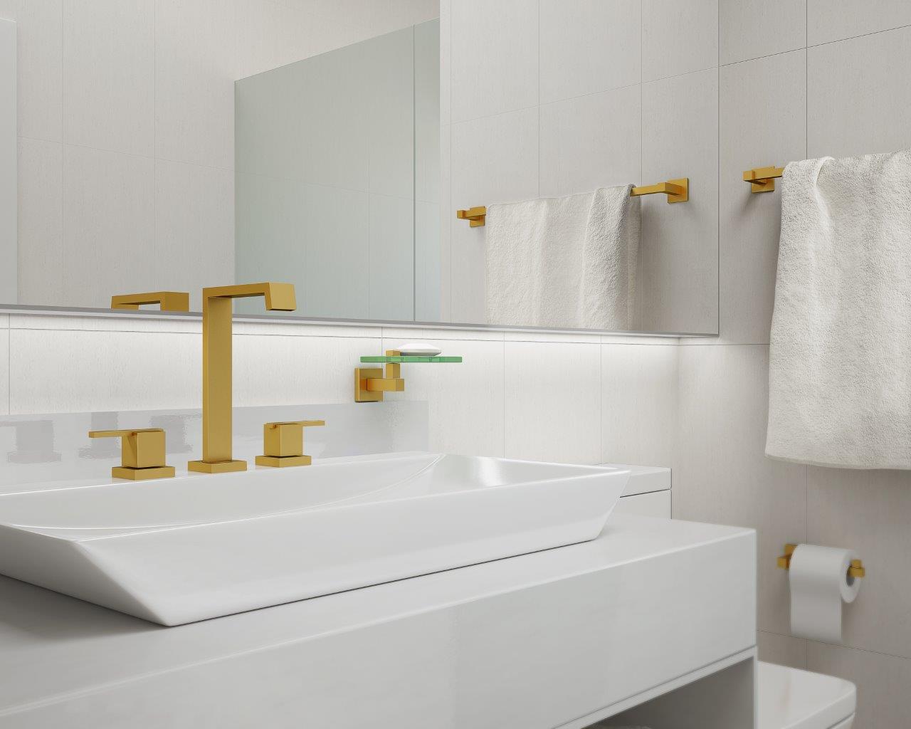 ideias de banheiro dourado para inspirar