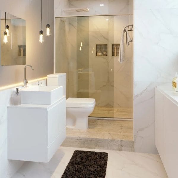 como usar dourado em banheiro pequeno