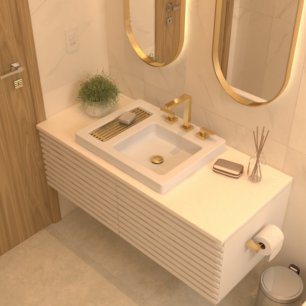 erros comuns ao decorar banheiro com dourado