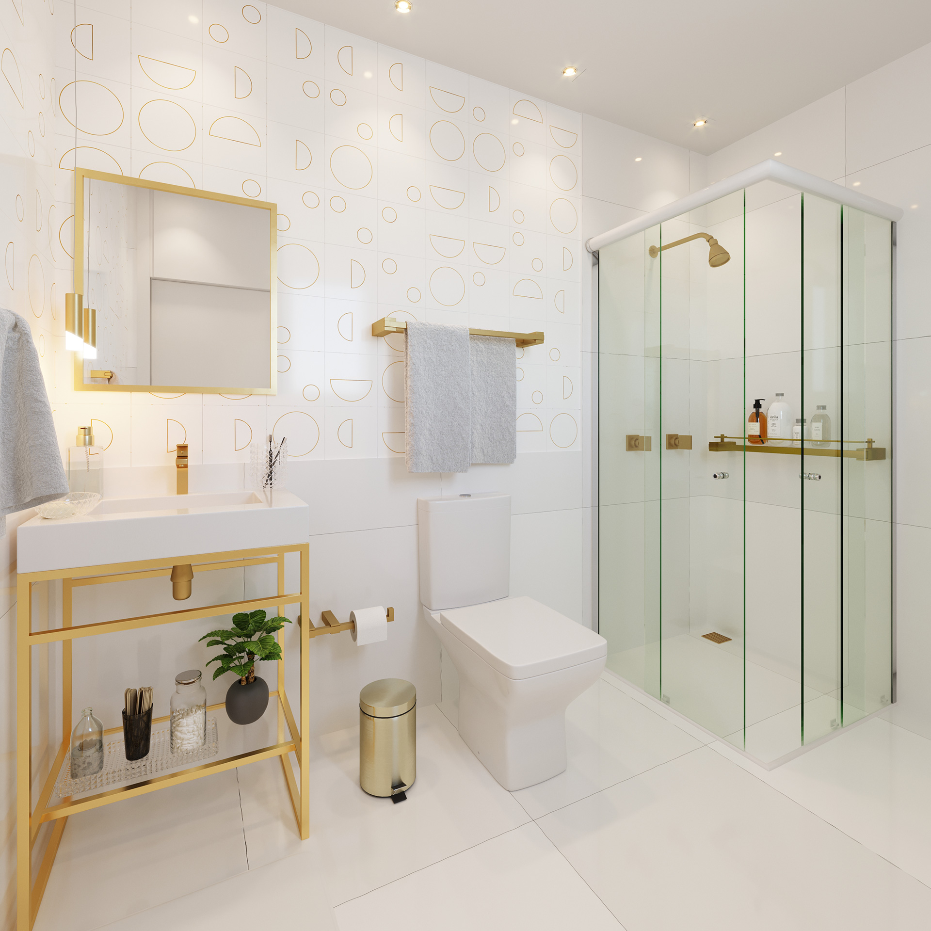 erros comuns ao decorar banheiro com dourado