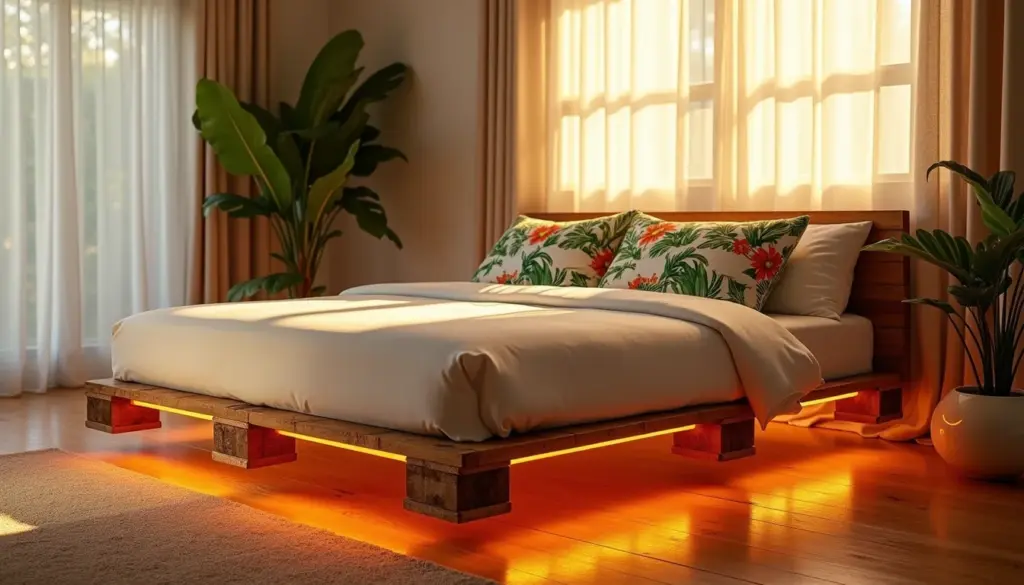 Cama de Pallet com LED: 87 Ideias para um Efeito Flutuante Incrível