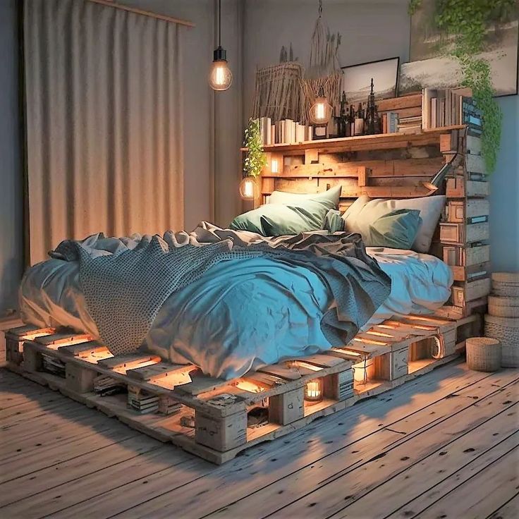 pallet bed with led lights