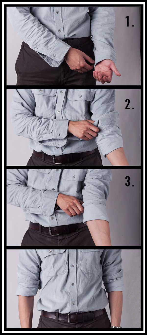 como dobrar mangas de camisa