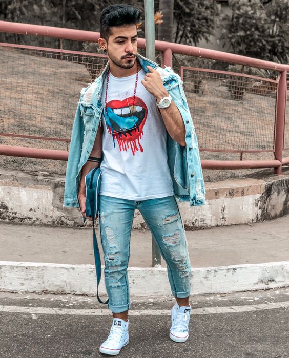 jaqueta jeans escura com calça jeans clara